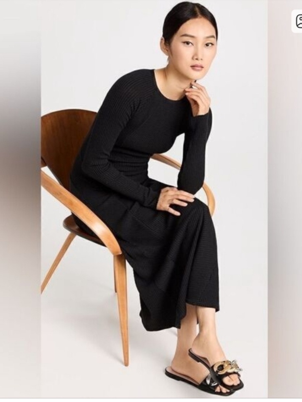 Rag & Bone Long-Sleeve Echo Ribbed Wool Midi Dress New Quiet Luxury Timeless - Picture 8 of 13